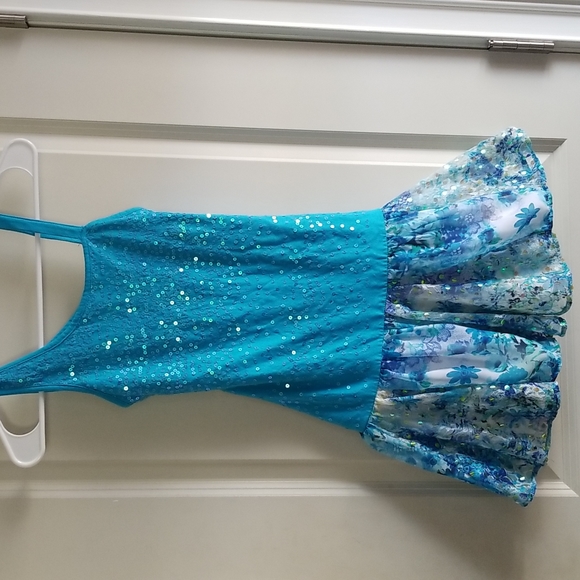Justice Girls Dress Blue Sequin Sparkles Size 12 - Picture 3 of 7